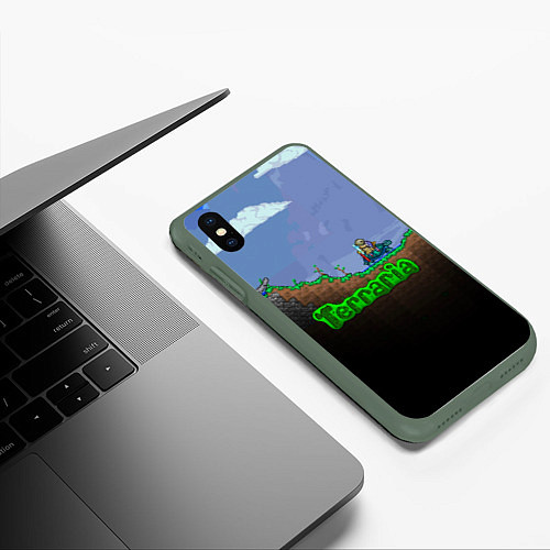Чехол iPhone XS Max матовый Terraria game / 3D-Темно-зеленый – фото 3