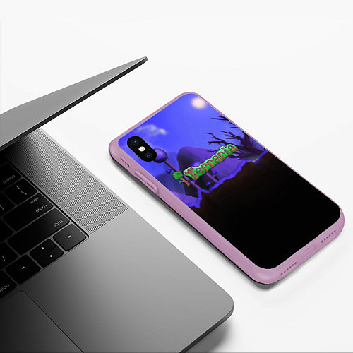 Чехол iPhone XS Max матовый TERRARIA / 3D-Сиреневый – фото 3