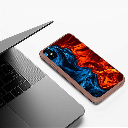 Чехол iPhone XS Max матовый Огонь и вода / 3D-Коричневый – фото 3