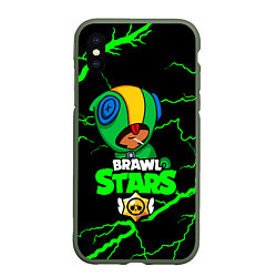 Чехол iPhone XS Max матовый BRAWL STARS LEON, цвет: 3D-темно-зеленый