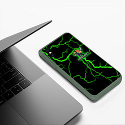 Чехол iPhone XS Max матовый MINECRAFT CREEPER, цвет: 3D-темно-зеленый — фото 2