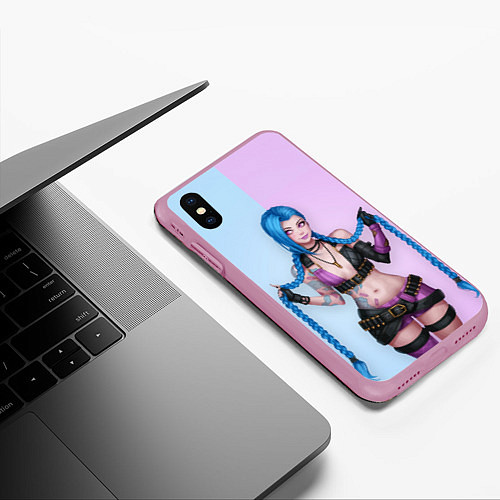 Чехол iPhone XS Max матовый League of Legends Jinx / 3D-Розовый – фото 3