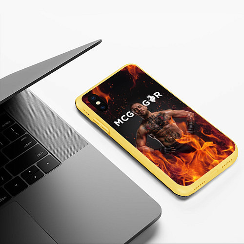 Чехол iPhone XS Max матовый Conor McGregor / 3D-Желтый – фото 3