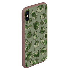 Чехол iPhone XS Max матовый Камуфляж с котиками хаки, цвет: 3D-коричневый — фото 2