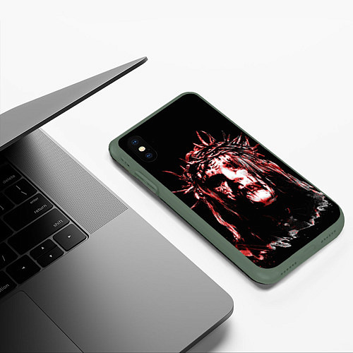 Чехол iPhone XS Max матовый Слипнот джои / 3D-Темно-зеленый – фото 3