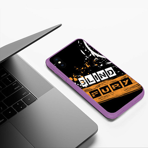 Чехол iPhone XS Max матовый BLIND FURY / 3D-Фиолетовый – фото 3