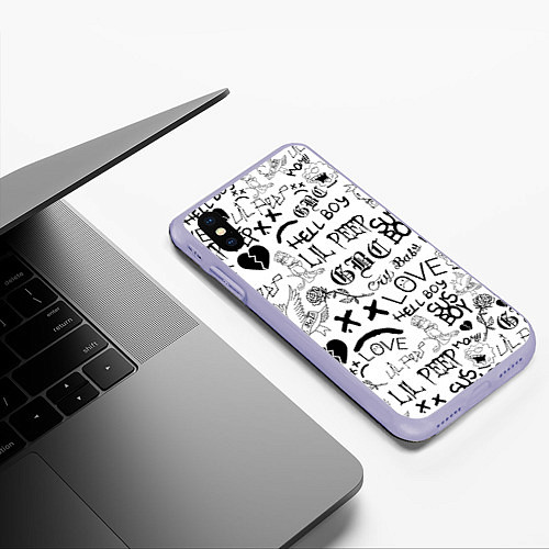 Чехол iPhone XS Max матовый LIL PEEP LOGOBOMBING / 3D-Светло-сиреневый – фото 3