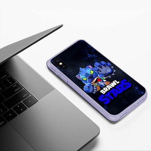 Чехол iPhone XS Max матовый Brawl Stars Blue Hex / 3D-Светло-сиреневый – фото 3