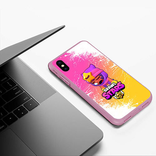 Чехол iPhone XS Max матовый Бравл Старс Сэнди / 3D-Розовый – фото 3