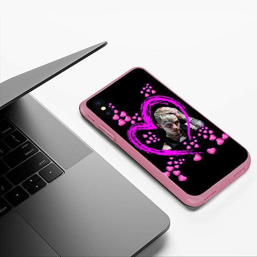 Чехол iPhone XS Max матовый Lil Peep / 3D-Малиновый – фото 3