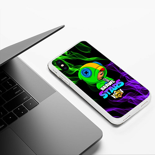 Чехол iPhone XS Max матовый BRAWL STARS LEON / 3D-Белый – фото 3