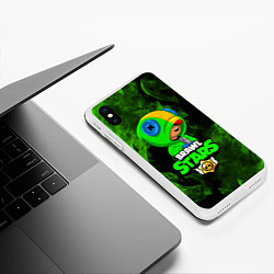 Чехол iPhone XS Max матовый BRAWL STARS LEON, цвет: 3D-белый — фото 2