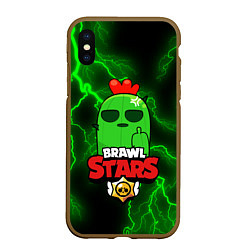 Чехол iPhone XS Max матовый Brawl Stars, цвет: 3D-коричневый