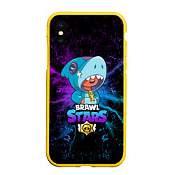 Чехол iPhone XS Max матовый BRAWL STARS LEON SHARK, цвет: 3D-желтый