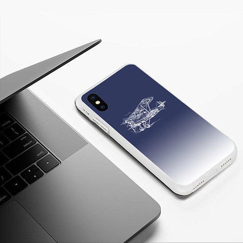 Чехол iPhone XS Max матовый Биплан / 3D-Белый – фото 3