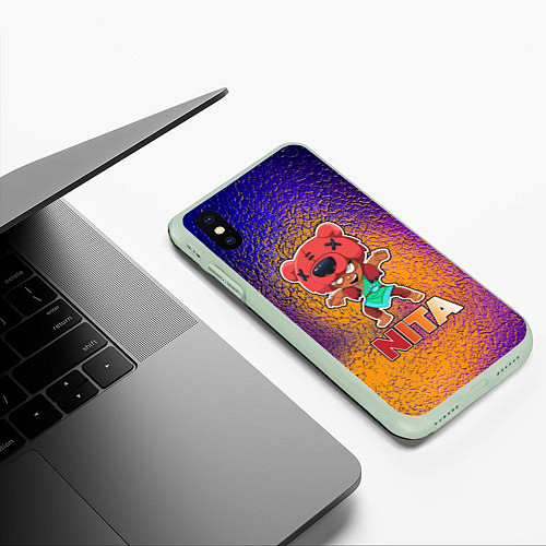 Чехол iPhone XS Max матовый Brawl Stars Nita / 3D-Салатовый – фото 3