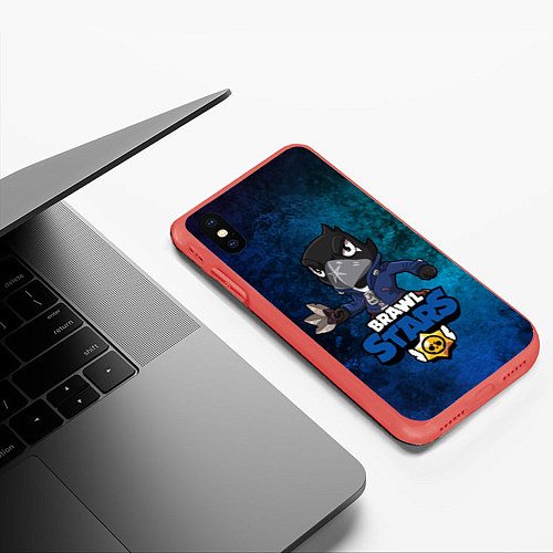 Чехол iPhone XS Max матовый Brawl Stars CROW / 3D-Красный – фото 3