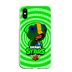 Чехол iPhone XS Max матовый Brawl Stars LEON, цвет: 3D-белый