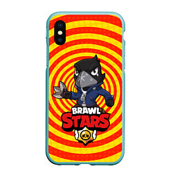 Чехол iPhone XS Max матовый Brawl Stars CROW, цвет: 3D-мятный