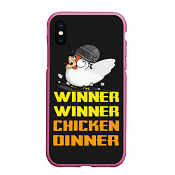 Чехол iPhone XS Max матовый Winner Chicken Dinner, цвет: 3D-малиновый