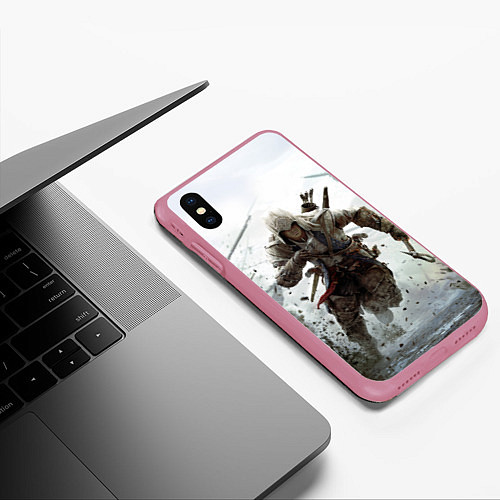 Чехол iPhone XS Max матовый ASSASSINS CREED / 3D-Малиновый – фото 3