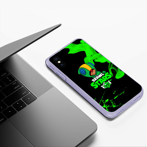 Чехол iPhone XS Max матовый BRAWL STARS LEON / 3D-Светло-сиреневый – фото 3