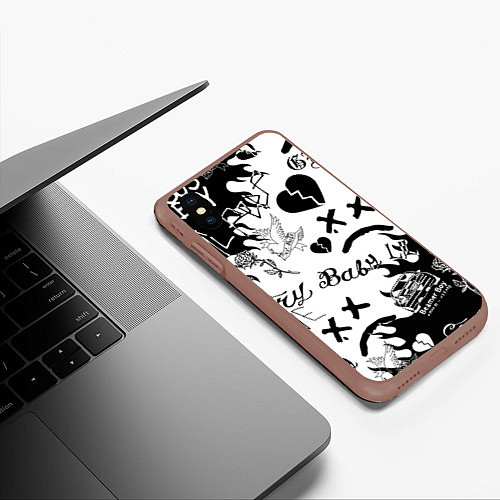 Чехол iPhone XS Max матовый LIL PEEP / 3D-Коричневый – фото 3