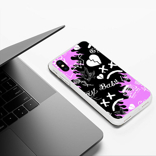 Чехол iPhone XS Max матовый LIL PEEP / 3D-Белый – фото 3