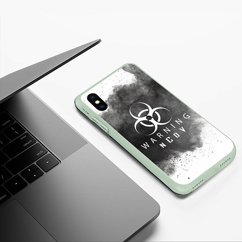 Чехол iPhone XS Max матовый Warning NCoV / 3D-Салатовый – фото 3