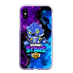 Чехол iPhone XS Max матовый BRAWL STARS LEON, цвет: 3D-светло-сиреневый