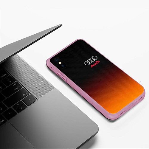 Чехол iPhone XS Max матовый AUDI / 3D-Розовый – фото 3