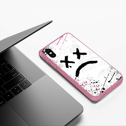 Чехол iPhone XS Max матовый LIL PEEP / 3D-Малиновый – фото 3