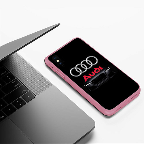 Чехол iPhone XS Max матовый AUDI / 3D-Малиновый – фото 3