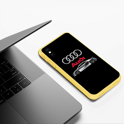 Чехол iPhone XS Max матовый AUDI / 3D-Желтый – фото 3