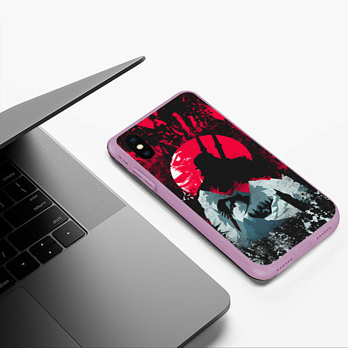 Чехол iPhone XS Max матовый Ведьмак / 3D-Сиреневый – фото 3