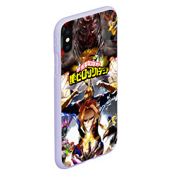 Чехол iPhone XS Max матовый MY HERO ACADEMIA коллаж из героев, цвет: 3D-светло-сиреневый — фото 2