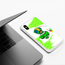 Чехол iPhone XS Max матовый BRAWL STARS:LEON, цвет: 3D-белый — фото 2