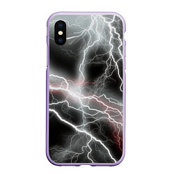 Чехол iPhone XS Max матовый Молния, цвет: 3D-светло-сиреневый