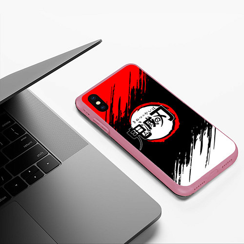 Чехол iPhone XS Max матовый KIMETSU NO YAIBA / 3D-Малиновый – фото 3