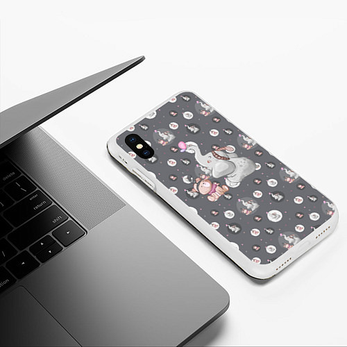 Чехол iPhone XS Max матовый Слоник / 3D-Белый – фото 3
