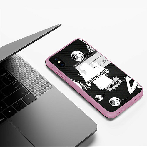 Чехол iPhone XS Max матовый WATCH DOGS 2 / 3D-Розовый – фото 3