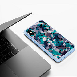Чехол iPhone XS Max матовый Камуфляж: ледяной, цвет: 3D-голубой — фото 2