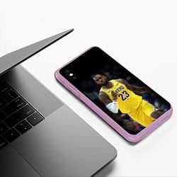 Чехол iPhone XS Max матовый Леброн Джеймс, цвет: 3D-сиреневый — фото 2