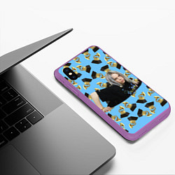 Чехол iPhone XS Max матовый Billie Eilish Grammy, цвет: 3D-фиолетовый — фото 2