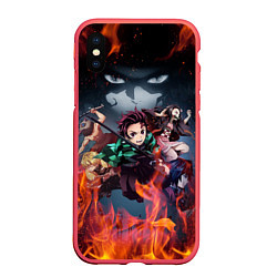 Чехол iPhone XS Max матовый KIMETSU NO YAIBA, цвет: 3D-красный