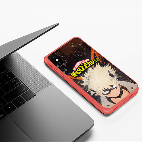 Чехол iPhone XS Max матовый MY HERO ACADEMIA / 3D-Красный – фото 3