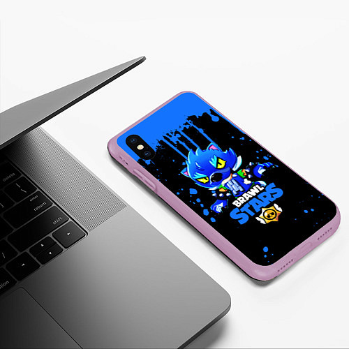 Чехол iPhone XS Max матовый Brawl Stars Leon / 3D-Сиреневый – фото 3