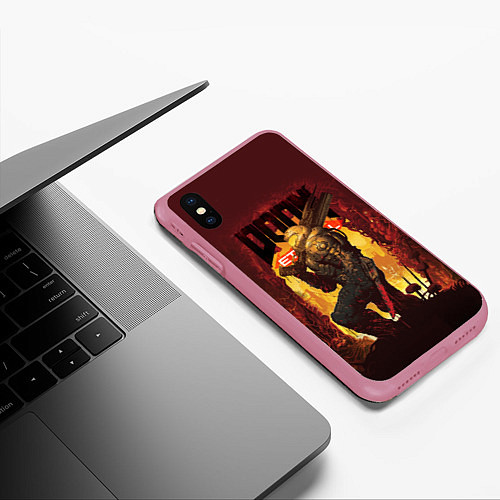 Чехол iPhone XS Max матовый Doom Eternal / 3D-Малиновый – фото 3