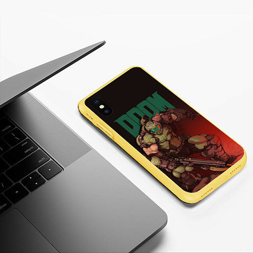 Чехол iPhone XS Max матовый Doom / 3D-Желтый – фото 3