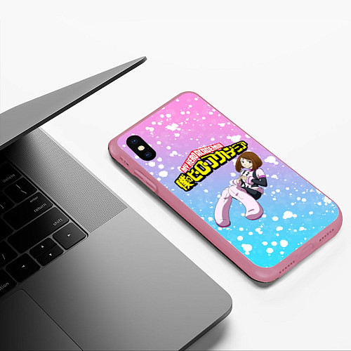 Чехол iPhone XS Max матовый MY HERO ACADEMIA / 3D-Малиновый – фото 3